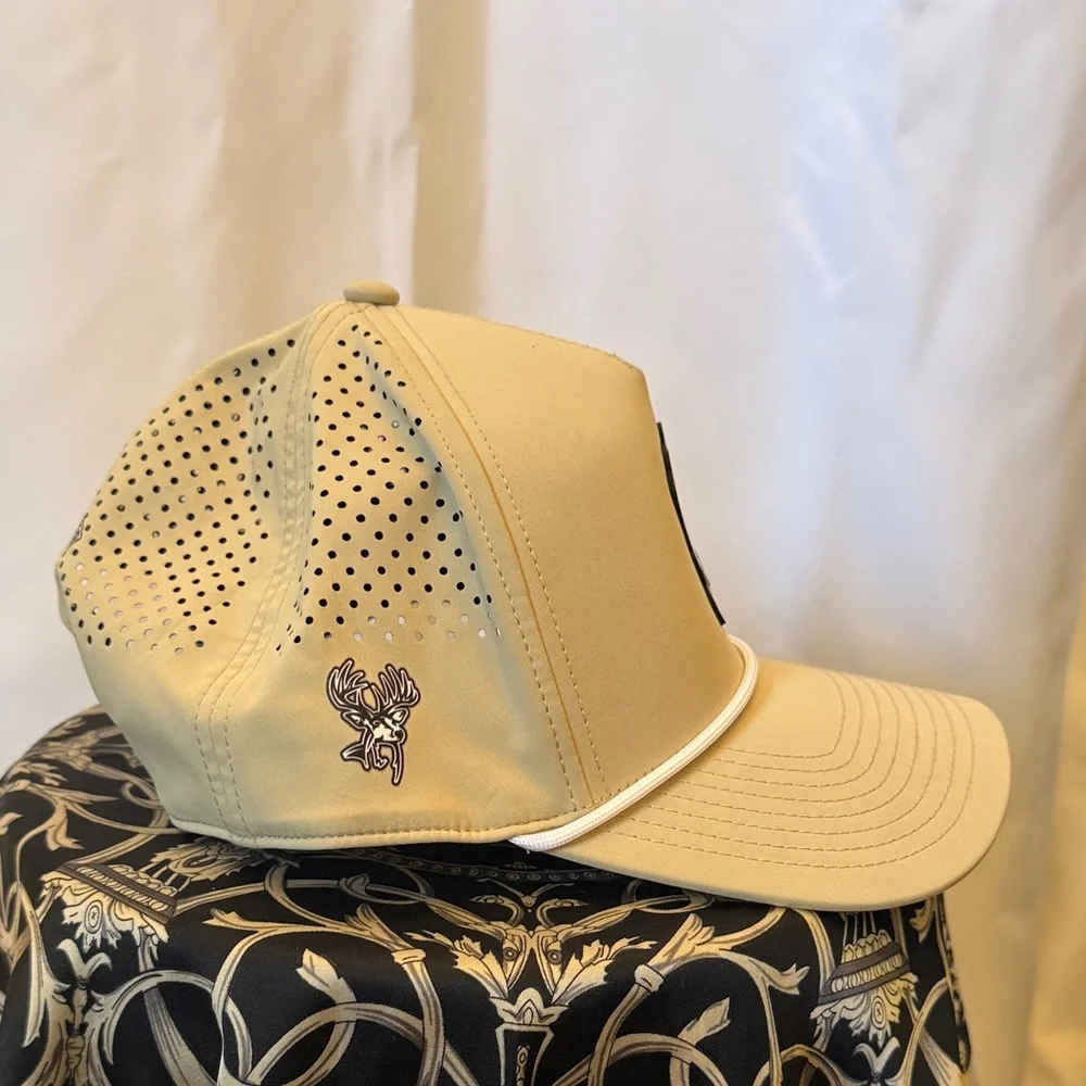 Tan golf nut cap by branded bills with Cartoon Golfer Design